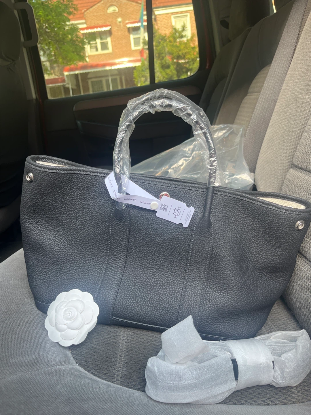 Hermès Black Leather Tote Bag