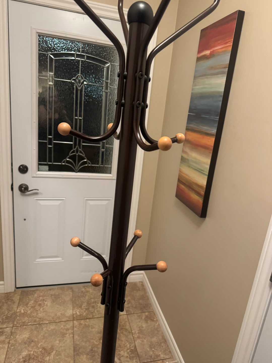 Brown Coat Rack with Wooden Hooks - photo 2