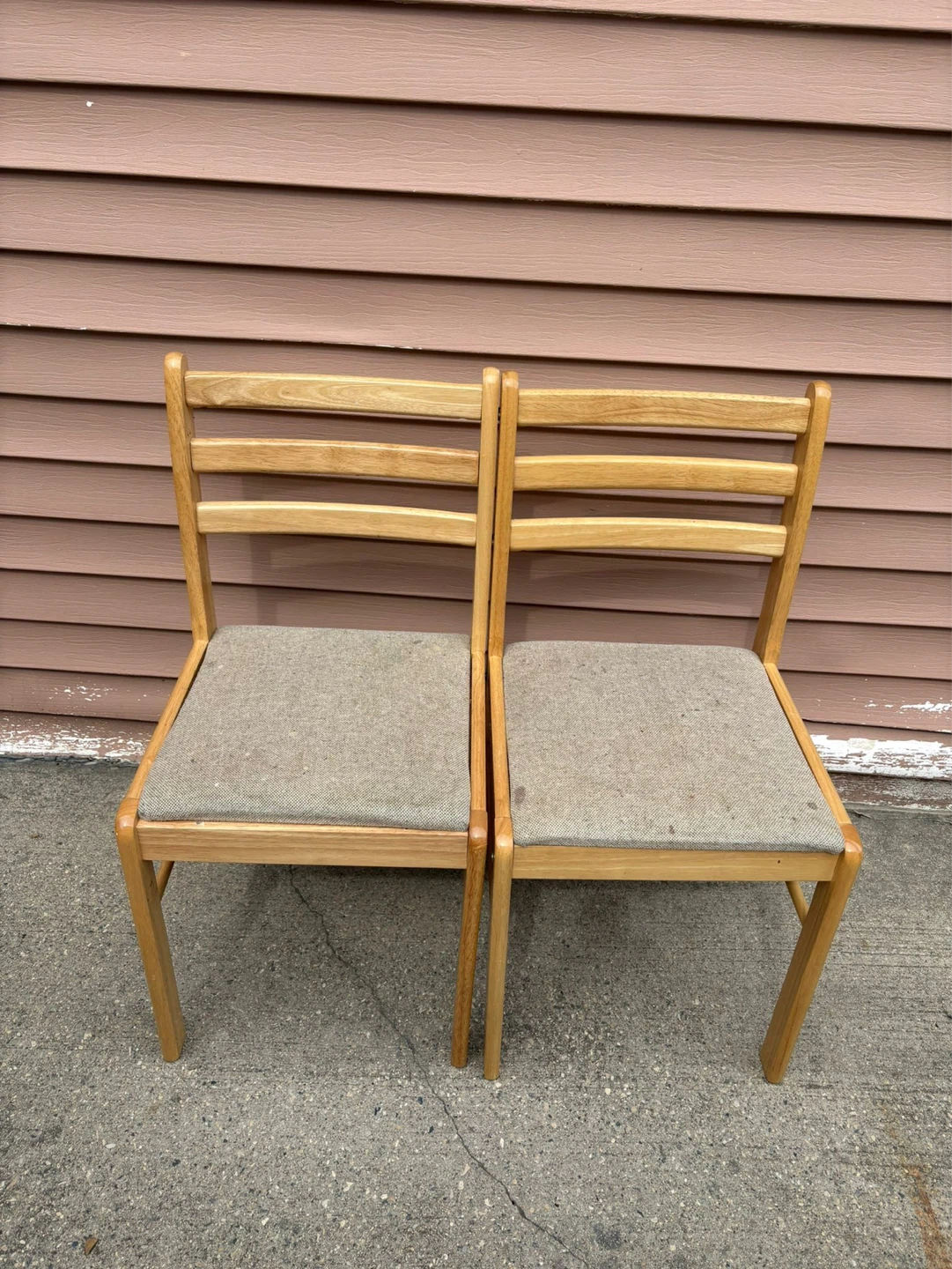 Set of 3 Wooden Chairs with Upholstered Seats