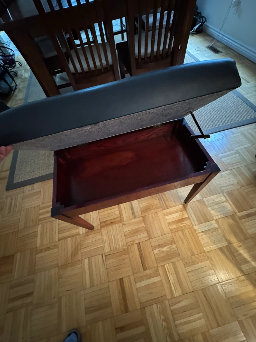 Piano seat & Storage Bench PU Leather Lift Top Birchwood Black - photo 2