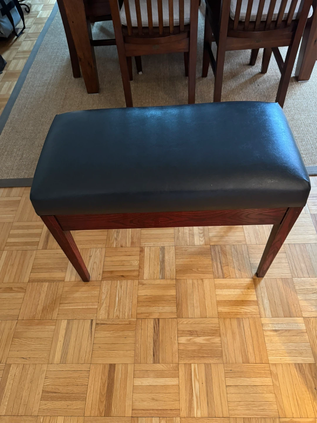 Piano seat & Storage Bench PU Leather Lift Top Birchwood Black