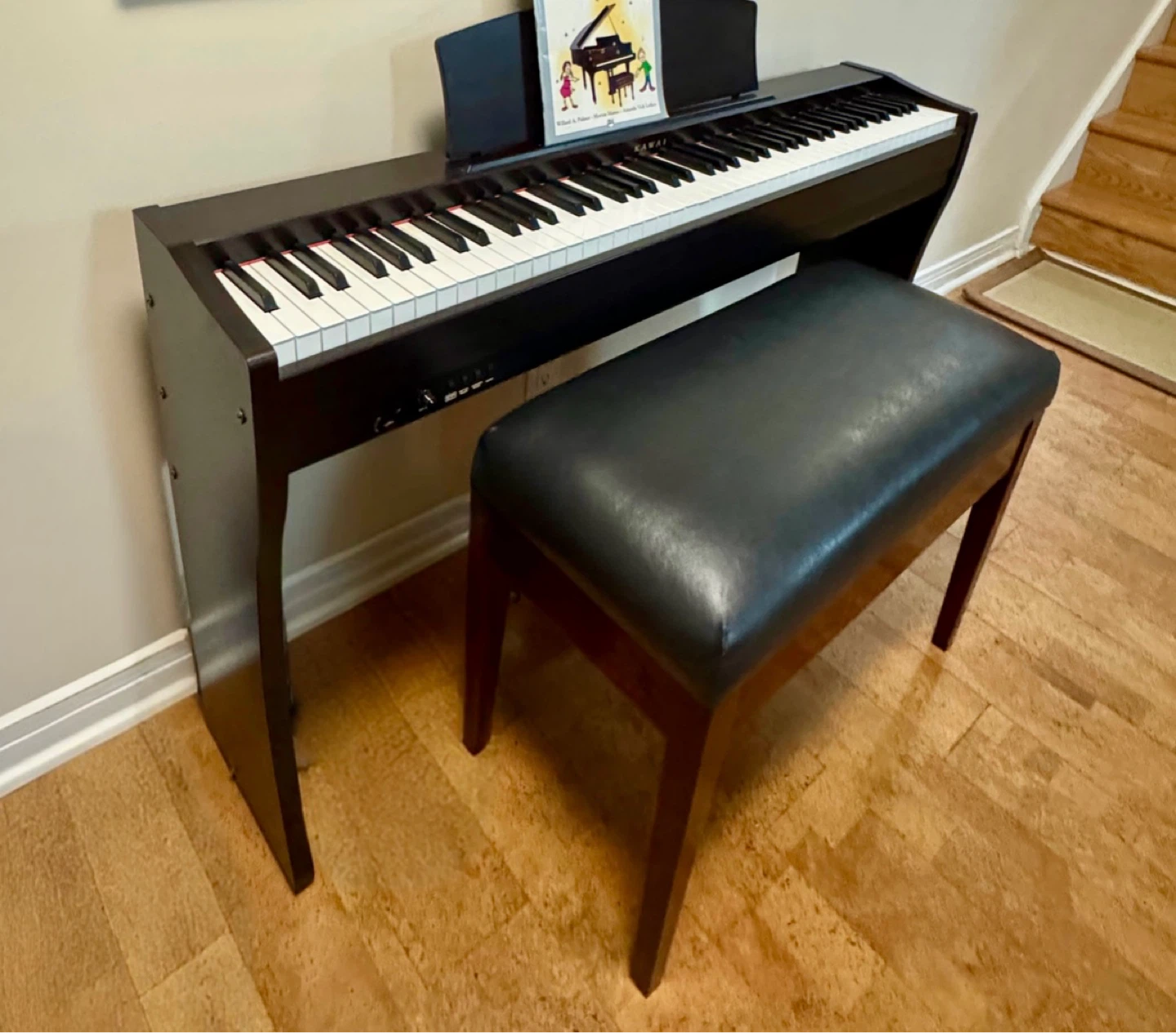 Piano seat & Storage Bench PU Leather Lift Top Birchwood Black - photo 4