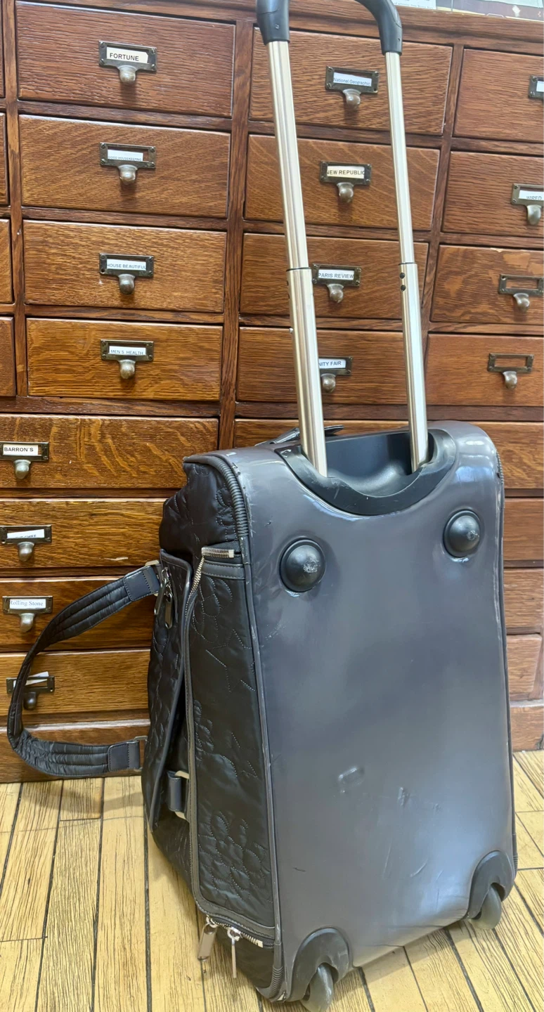 Black Quilted Rolling Duffel Bag with Telescoping Handle - photo 4