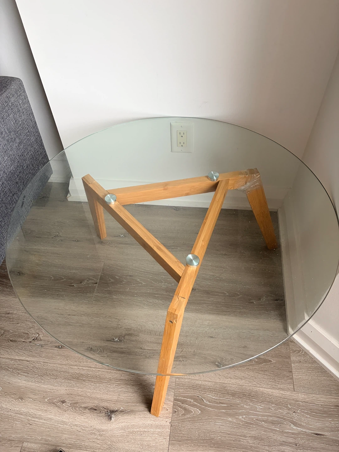 Glass Top Coffee Table with Bamboo Base