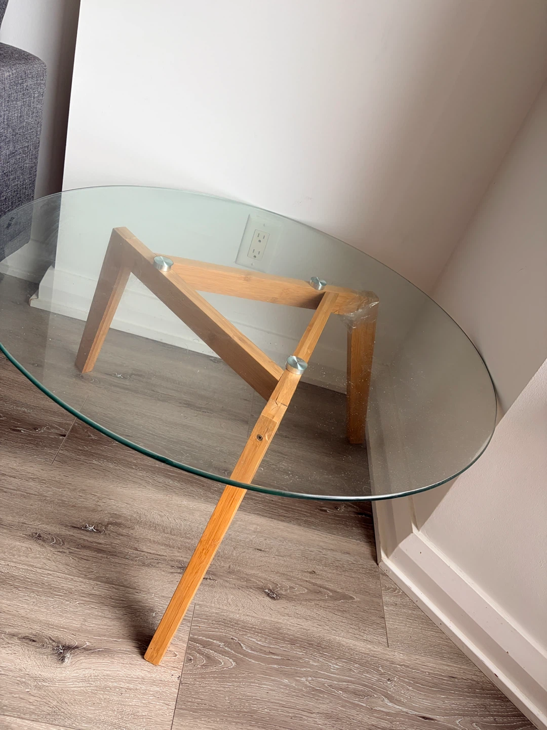 Glass Top Coffee Table with Bamboo Base - photo 2