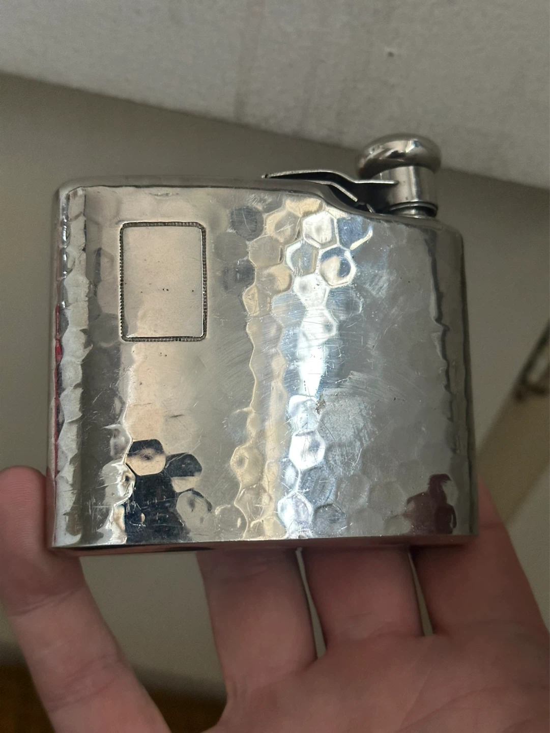 Antique boot flask half size slightly unique