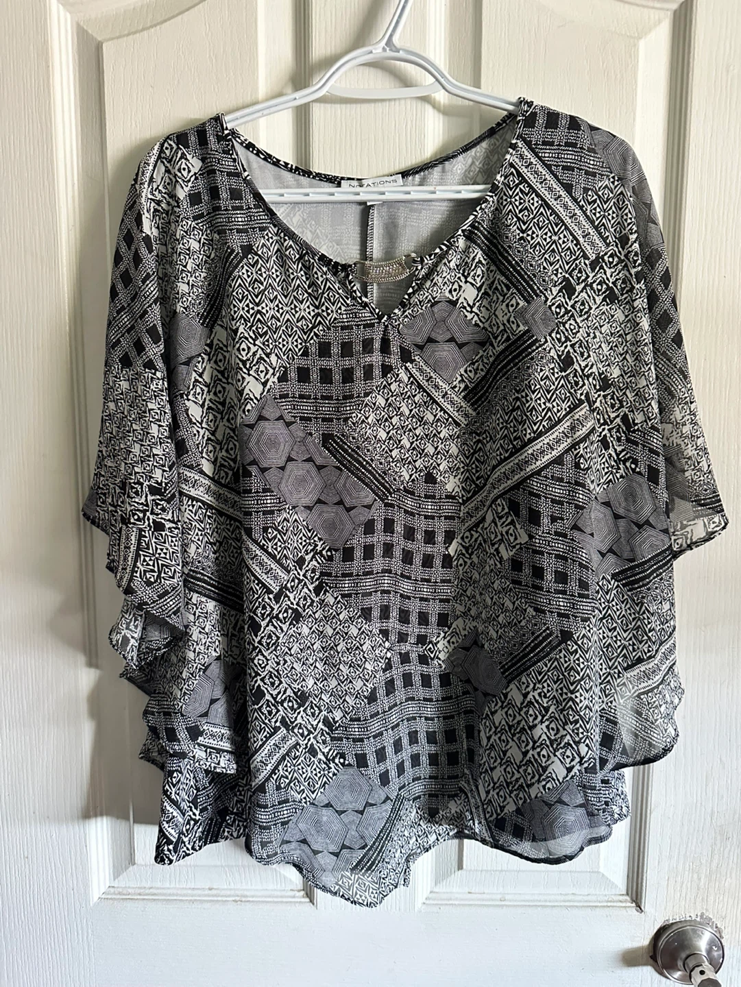 Nations Black & White Patterned Top