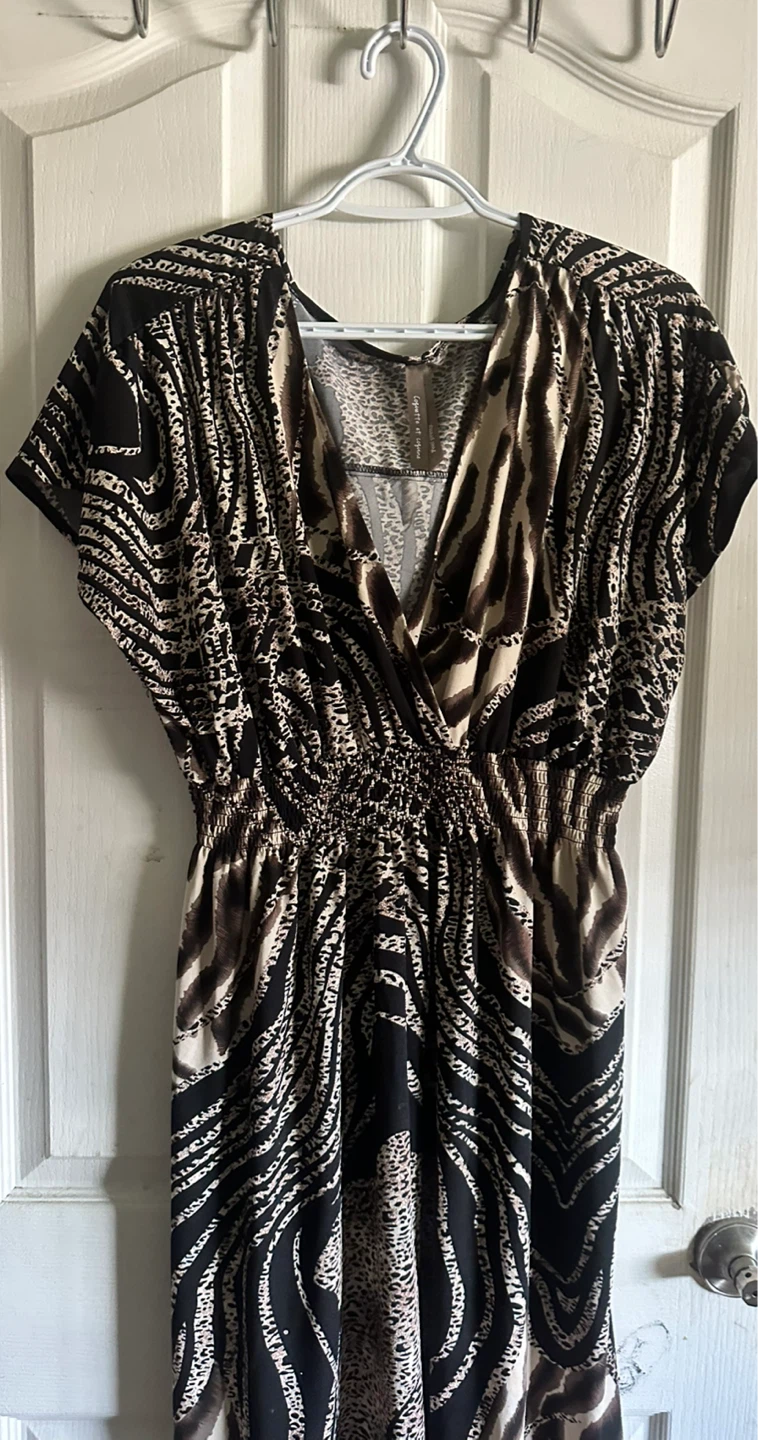 Women's V-Neck Animal Print Maxi Dress