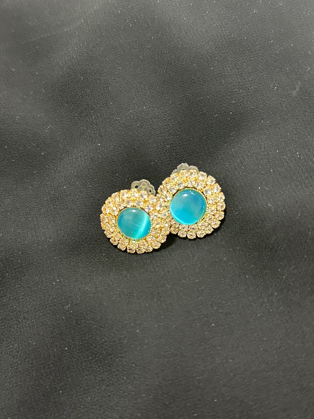 Turquoise Gemstone and Rhinestone Earrings - photo 2