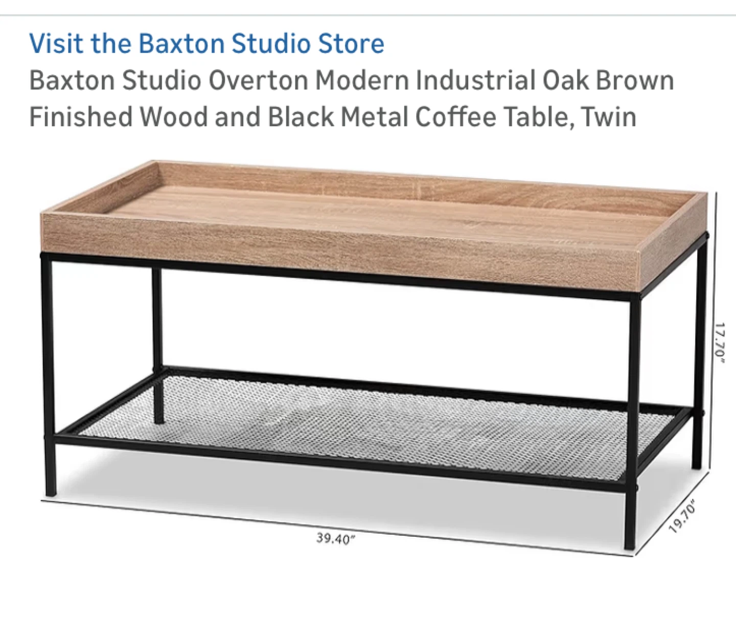 Baxton Studio Overton Coffee Table - Oak Brown/Black