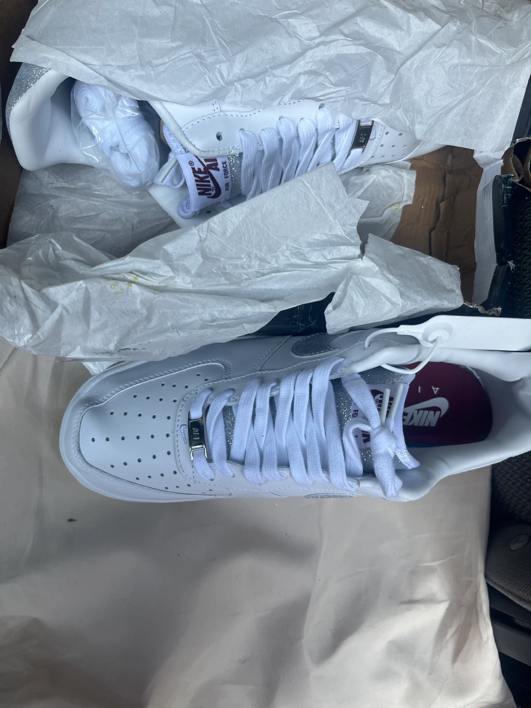 Nike Air Force 1 "07 Women's White Glitter Shoes - photo 2