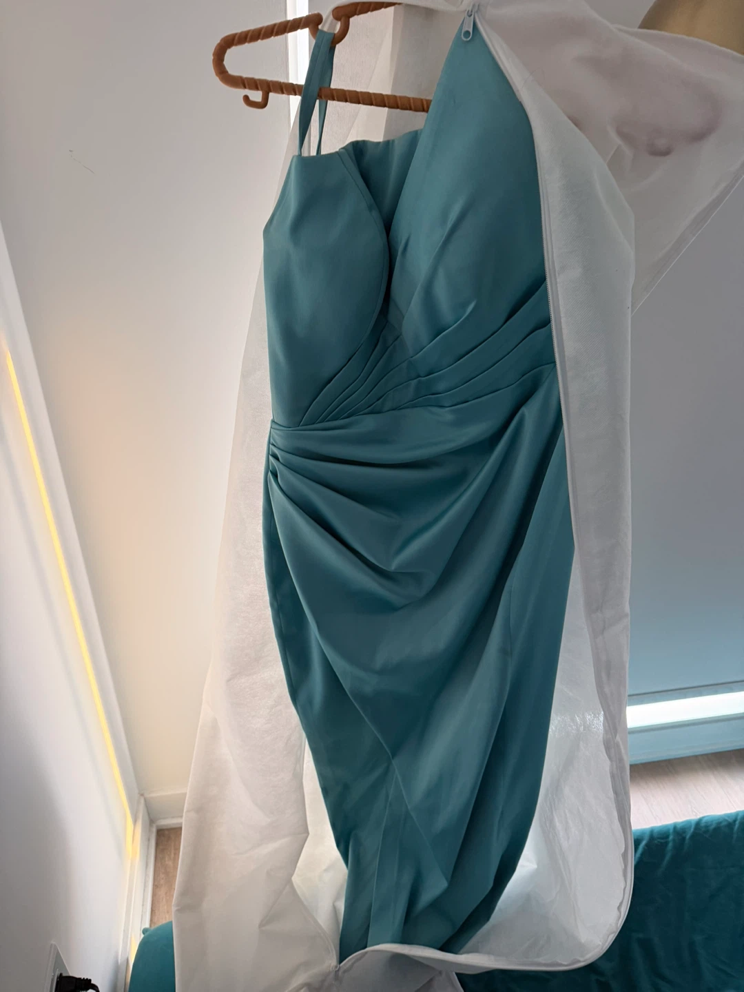 Teal Ruched Custom Events Dress - photo 3