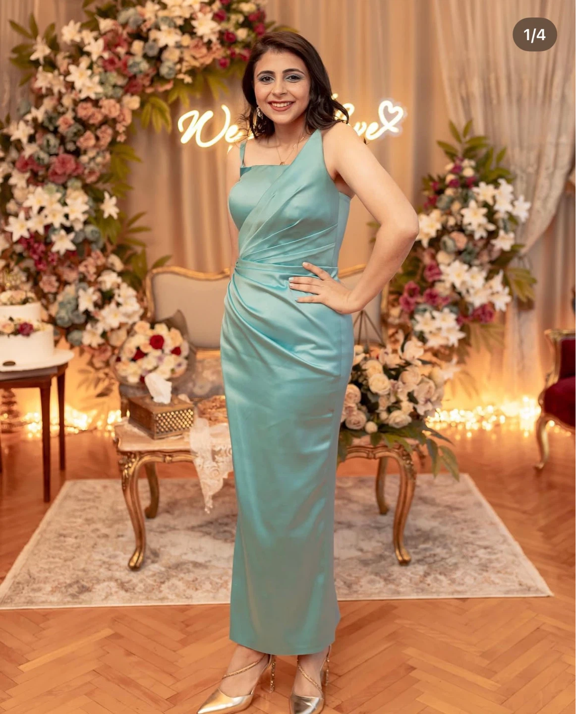 Teal Ruched Custom Events Dress - photo 2