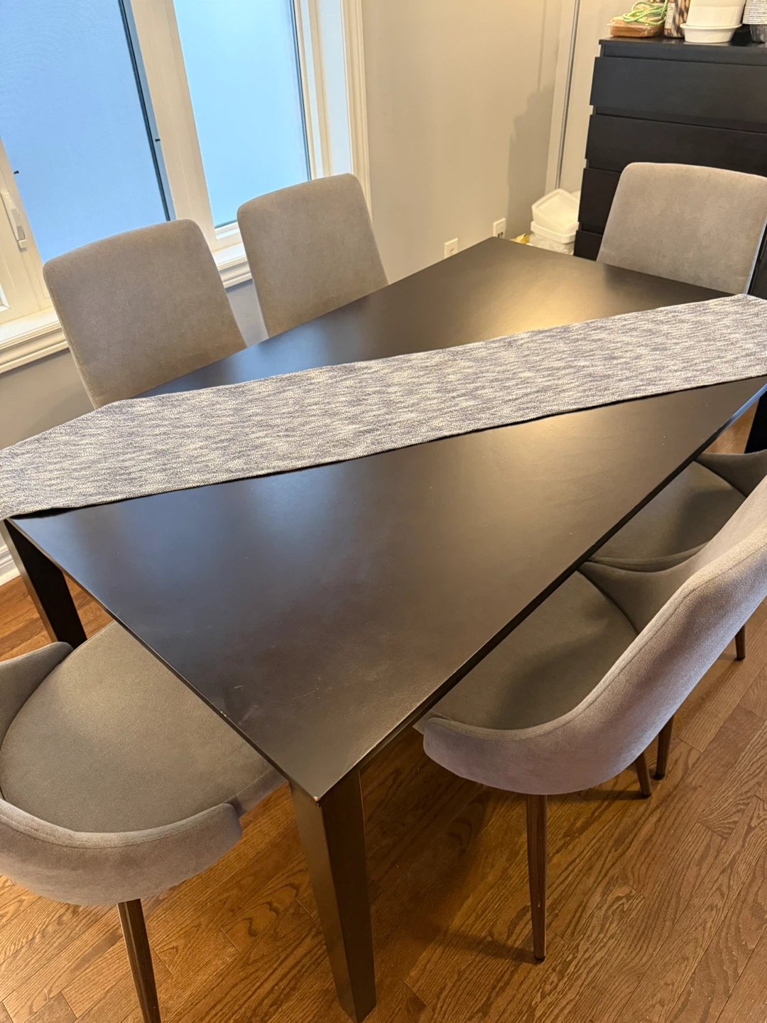 Grey Upholstered Dining Chair with Wooden Legs - photo 4