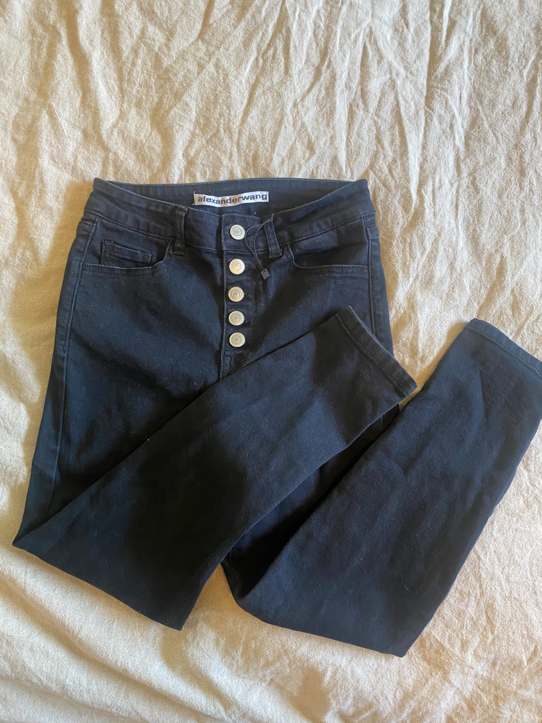 Alexander Wang Black Button-Fly Jeans Size 26
