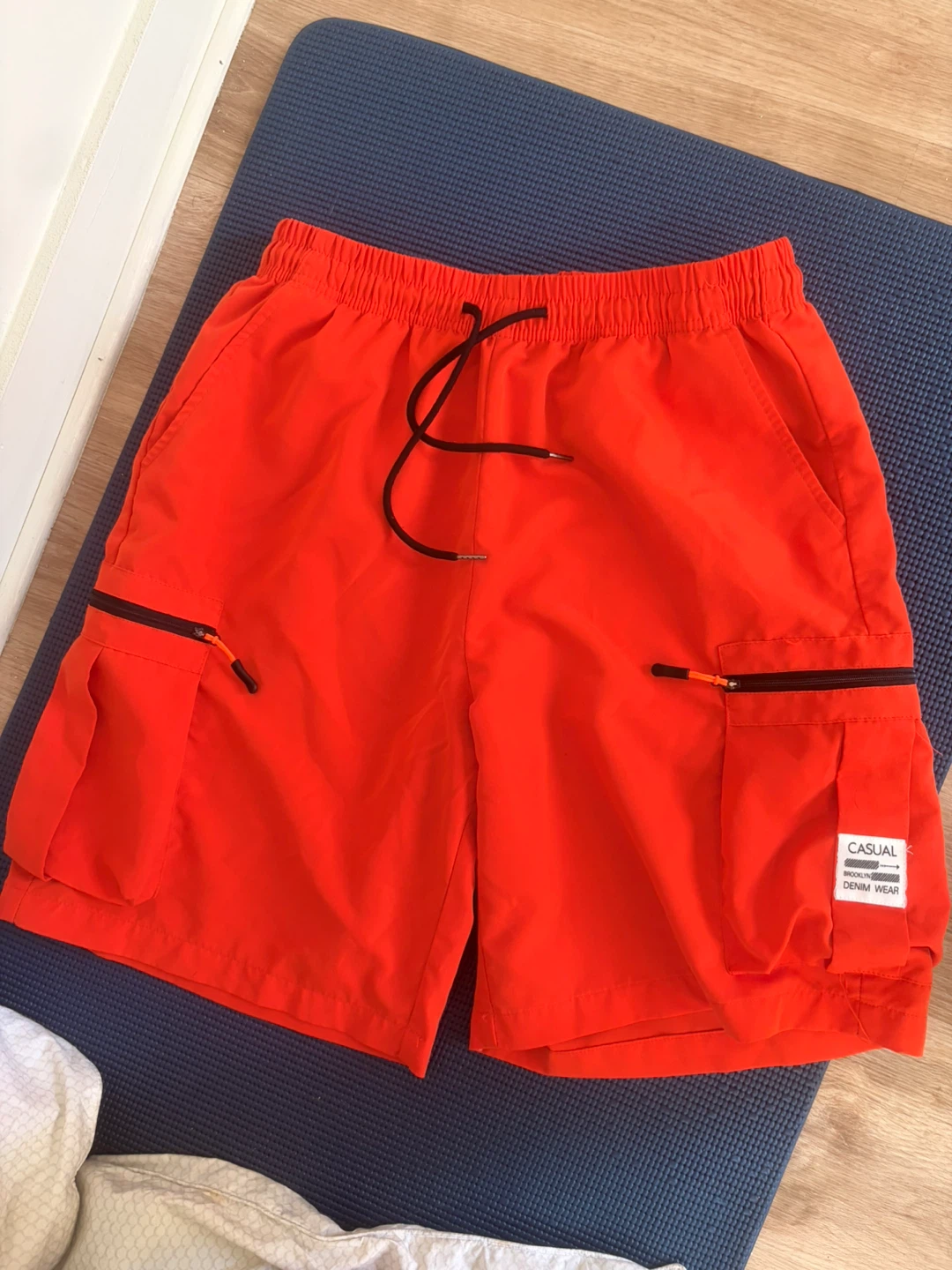 Casual Denim Wear Orange Cargo Shorts