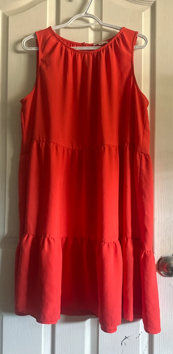 Coral Tiered Ruffle Dress