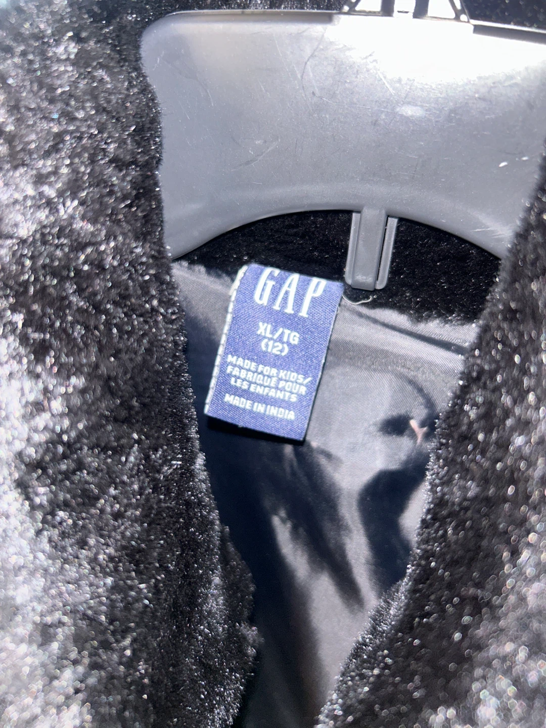 GAP Black Faux Fur Jacket - Kids XL (12) - photo 2