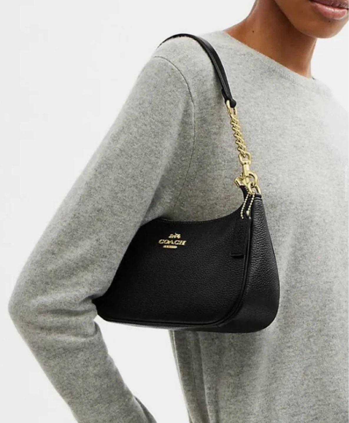 Coach Black Leather Shoulder Bag