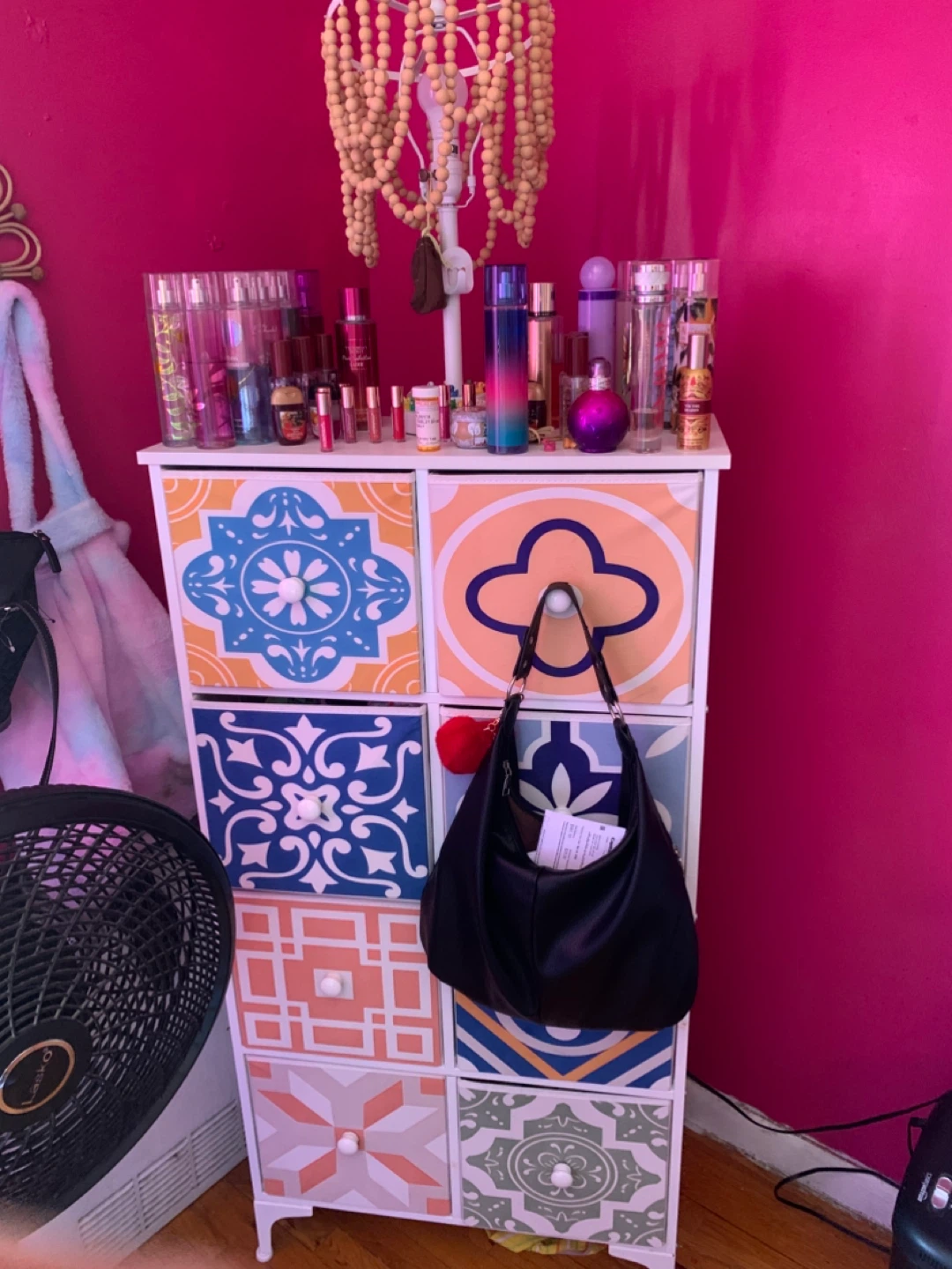9-Drawer Storage Cabinet with Decorative Tile Design