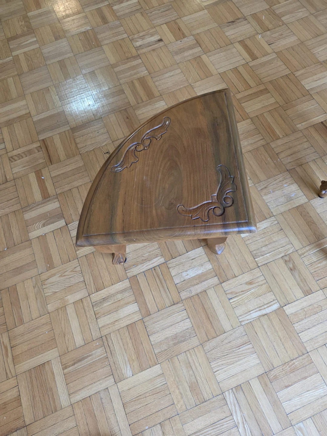Vintage Wooden Corner Table with Carved Details - photo 4