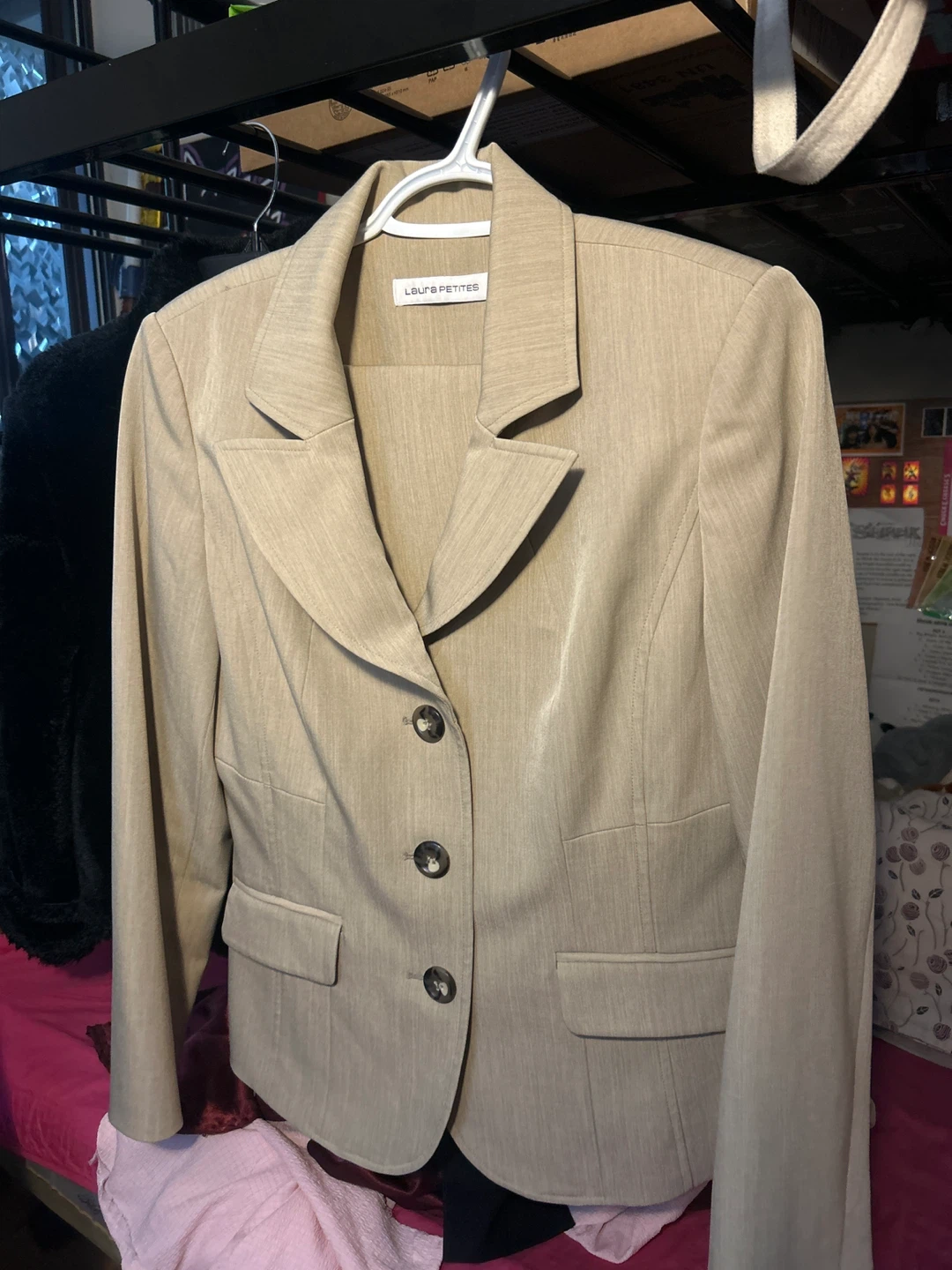 Laura Petites Beige Blazer and Skirt Suit