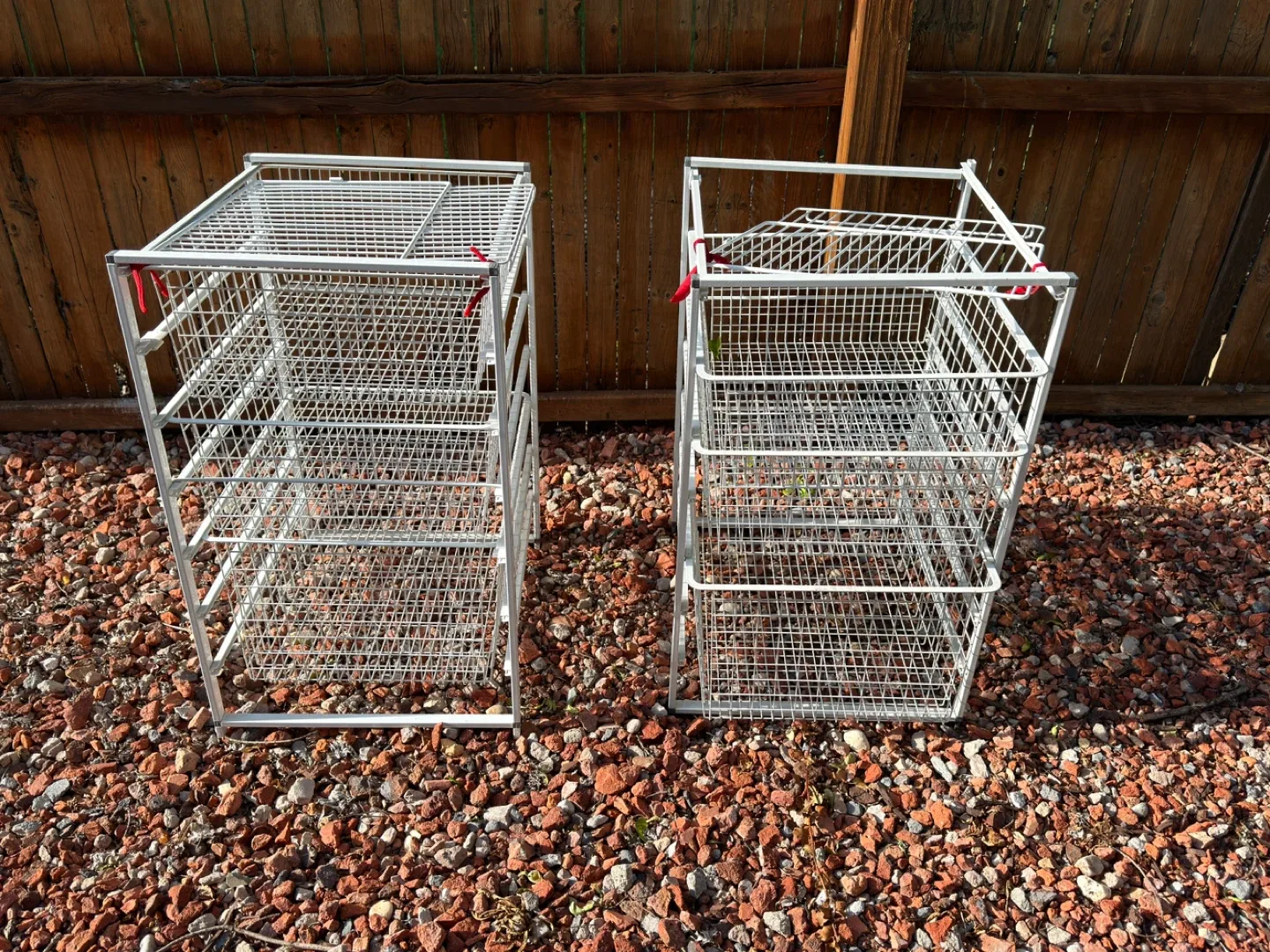 Set of 2 White Wire Storage Carts