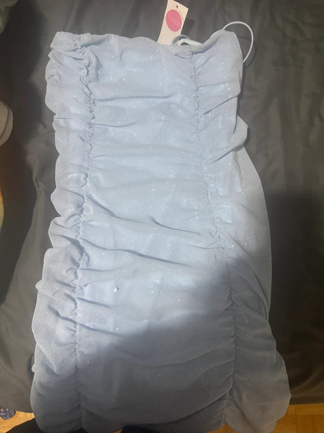 Light Blue Sparkly Ruched Dress