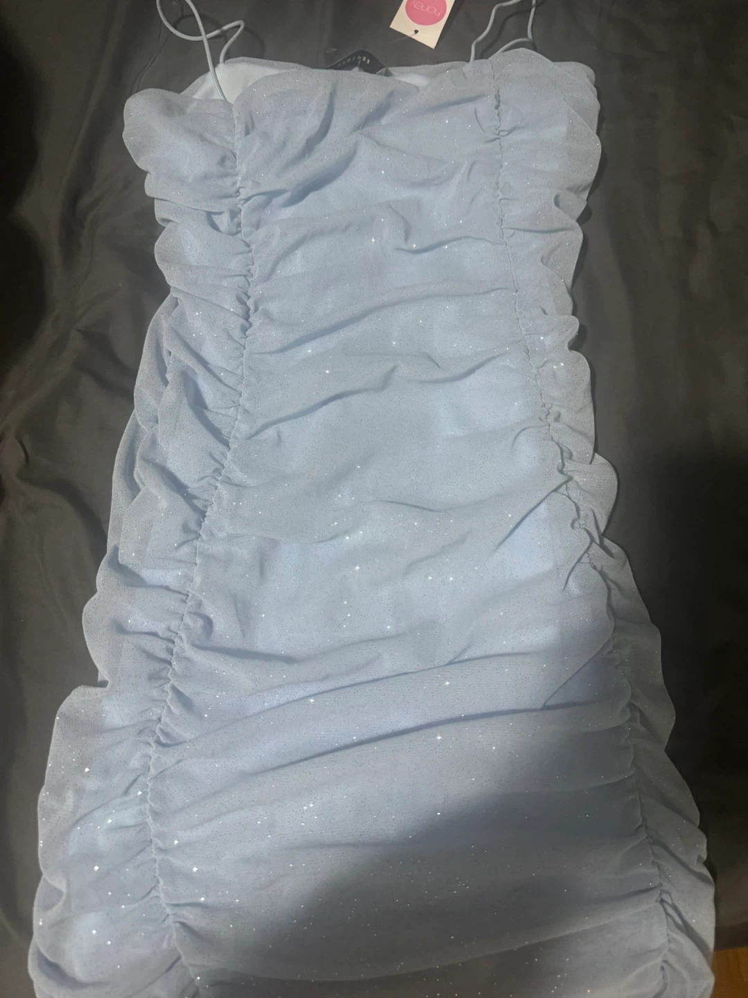 Light Blue Sparkly Ruched Dress - photo 2