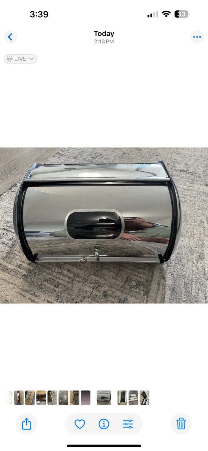 Flexzion Stainless Steel Bread Box 17 inches