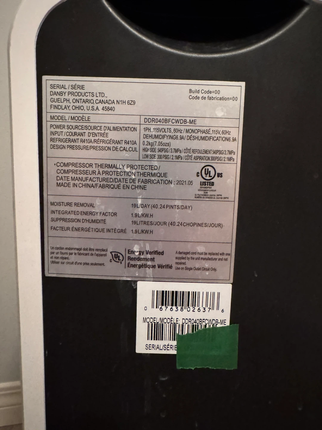 Danby 60 Pint Dehumidifier DDR040BFCWDB-ME - photo 2