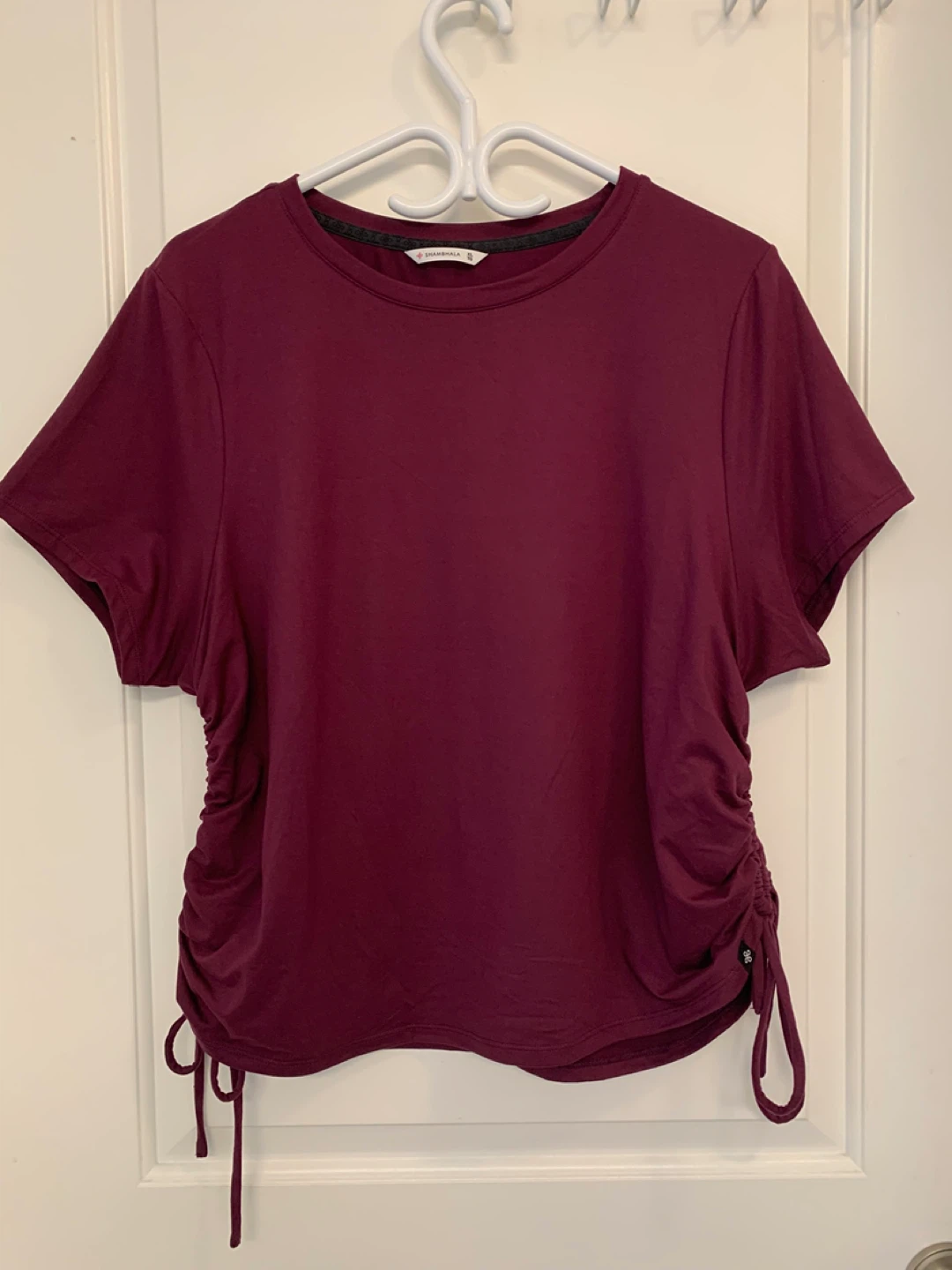 Shambhala Women's Burgundy Ruched T-Shirt - XL #freecycle