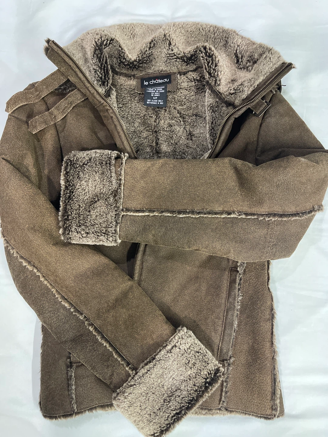 Le Château Brown Faux Fur Lined Suede Jacket - photo 4