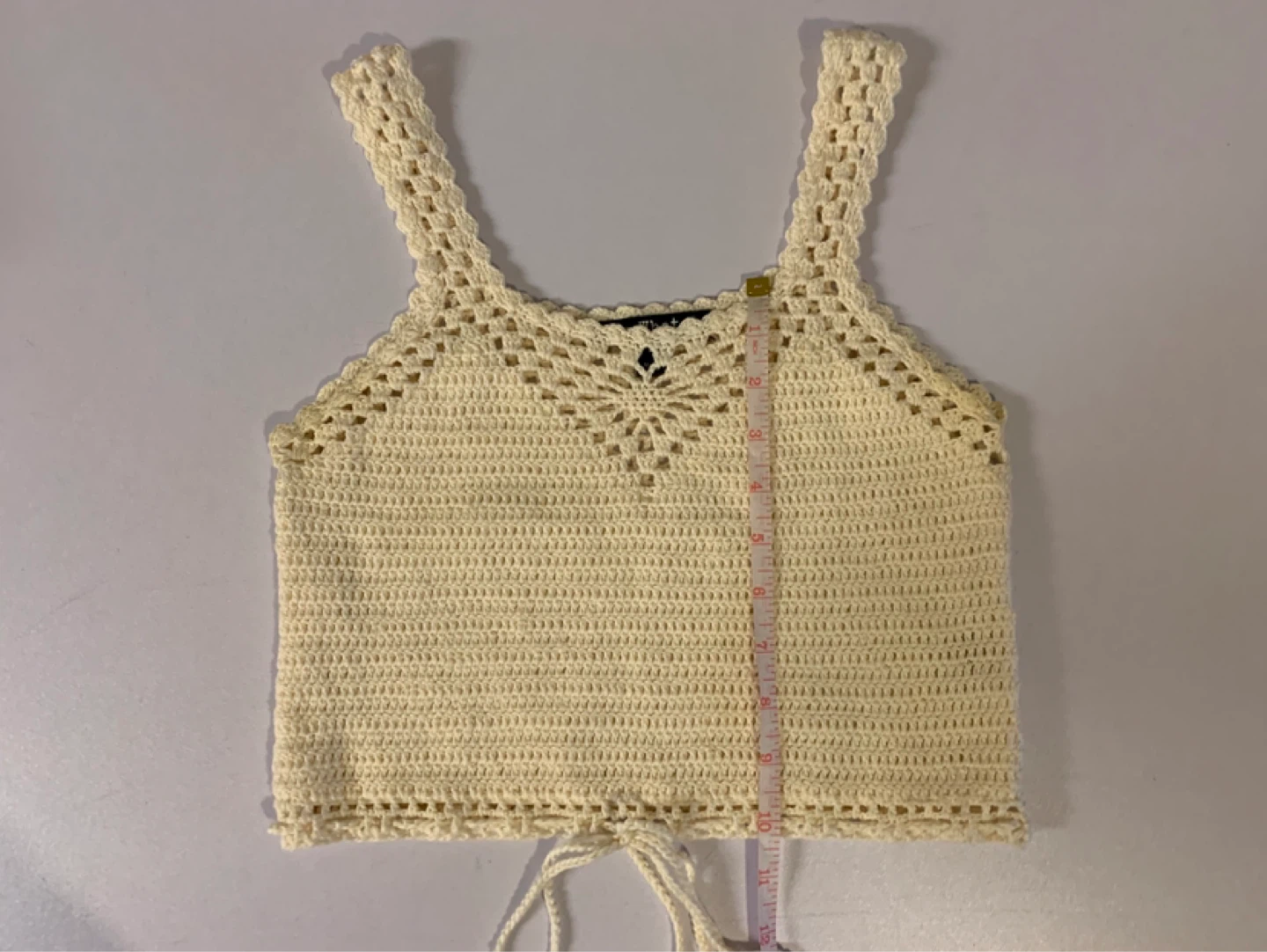 Say What? Cream Crochet Crop Tank Top Size S #freecycle - photo 2