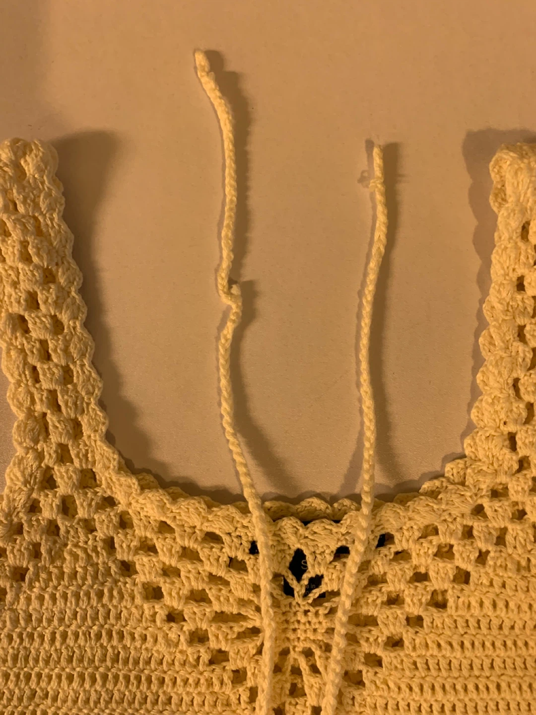 Say What? Cream Crochet Crop Tank Top Size S #freecycle - photo 5