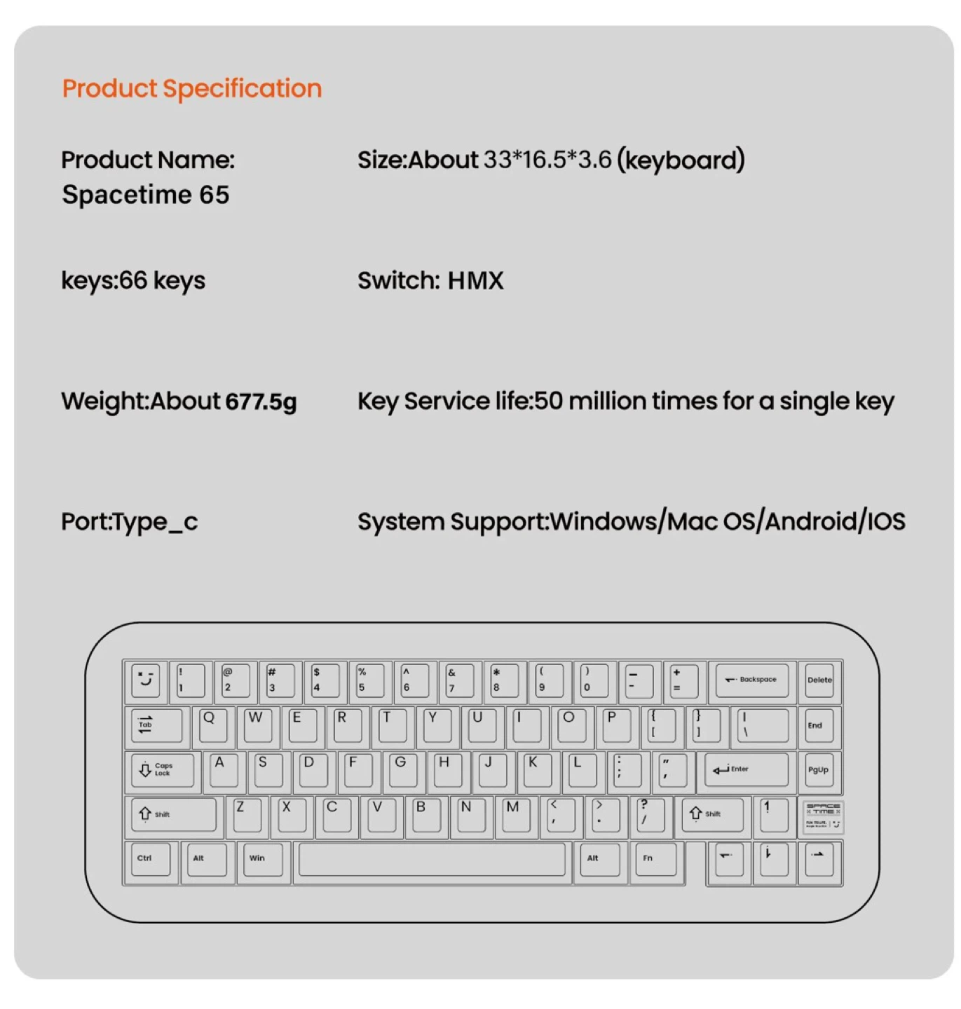 Morgrie Spacetime 65 Mechanical Keyboard - Silver - photo 3