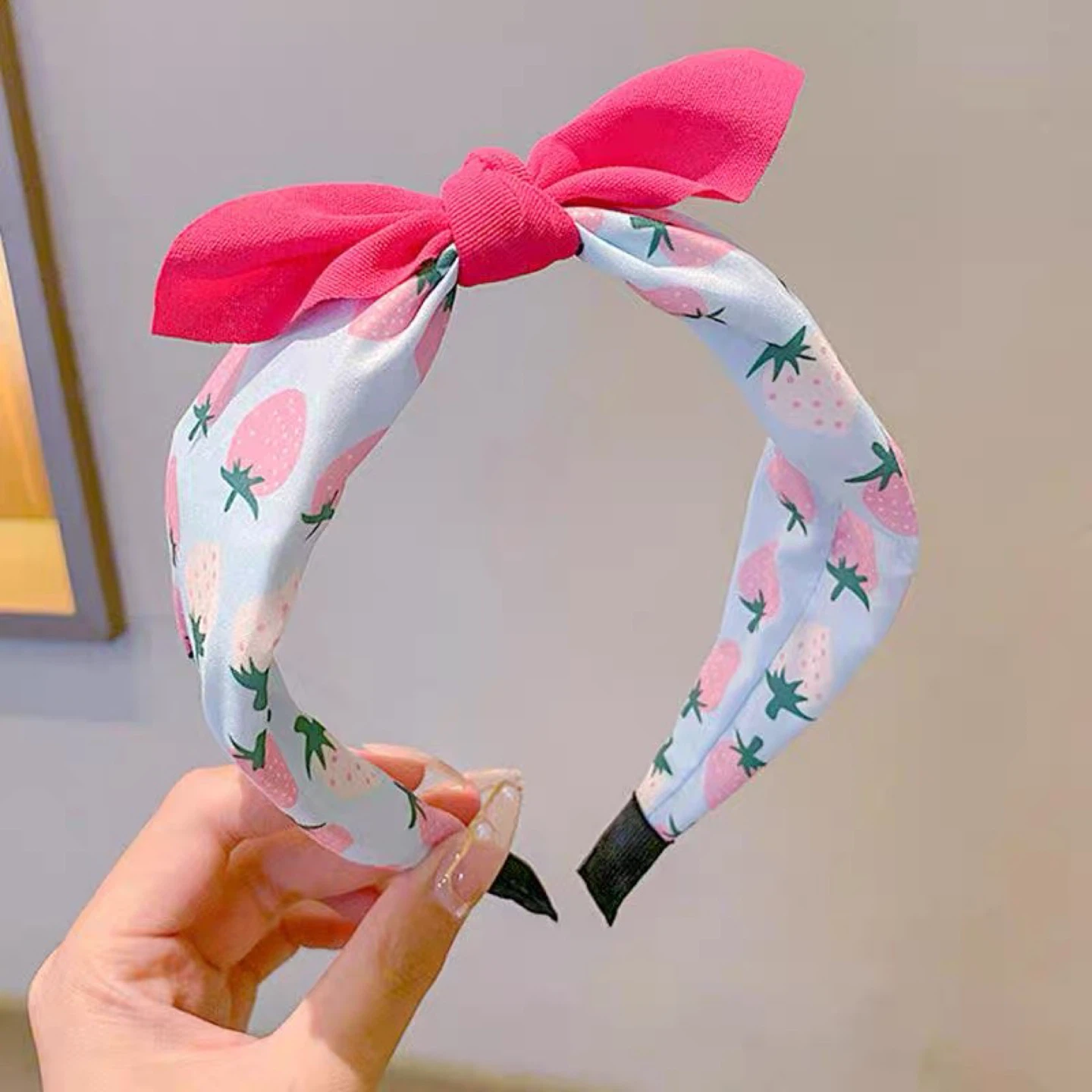 Strawberry Print Headband with Bow - photo 3