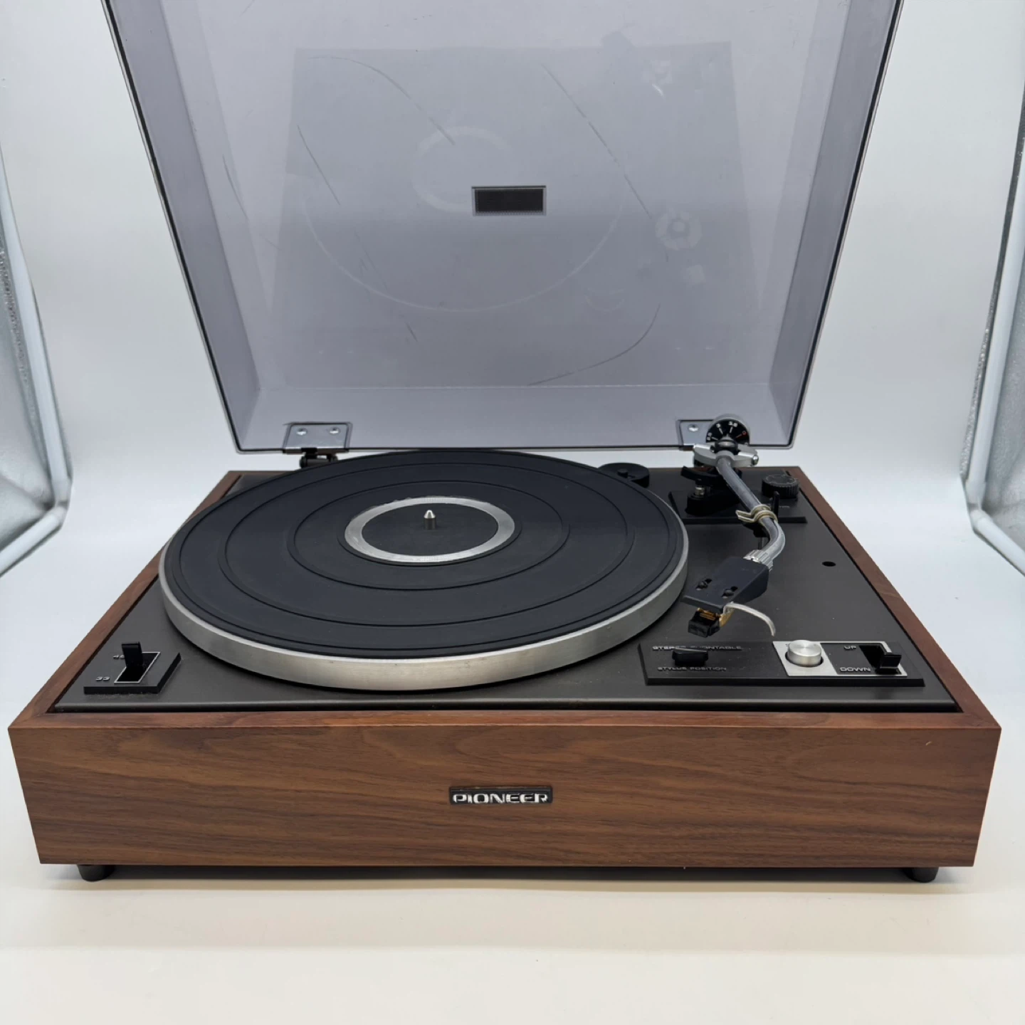 Vintage 1970s Pioneer PL-15R Turntable Record Player Wood Japan