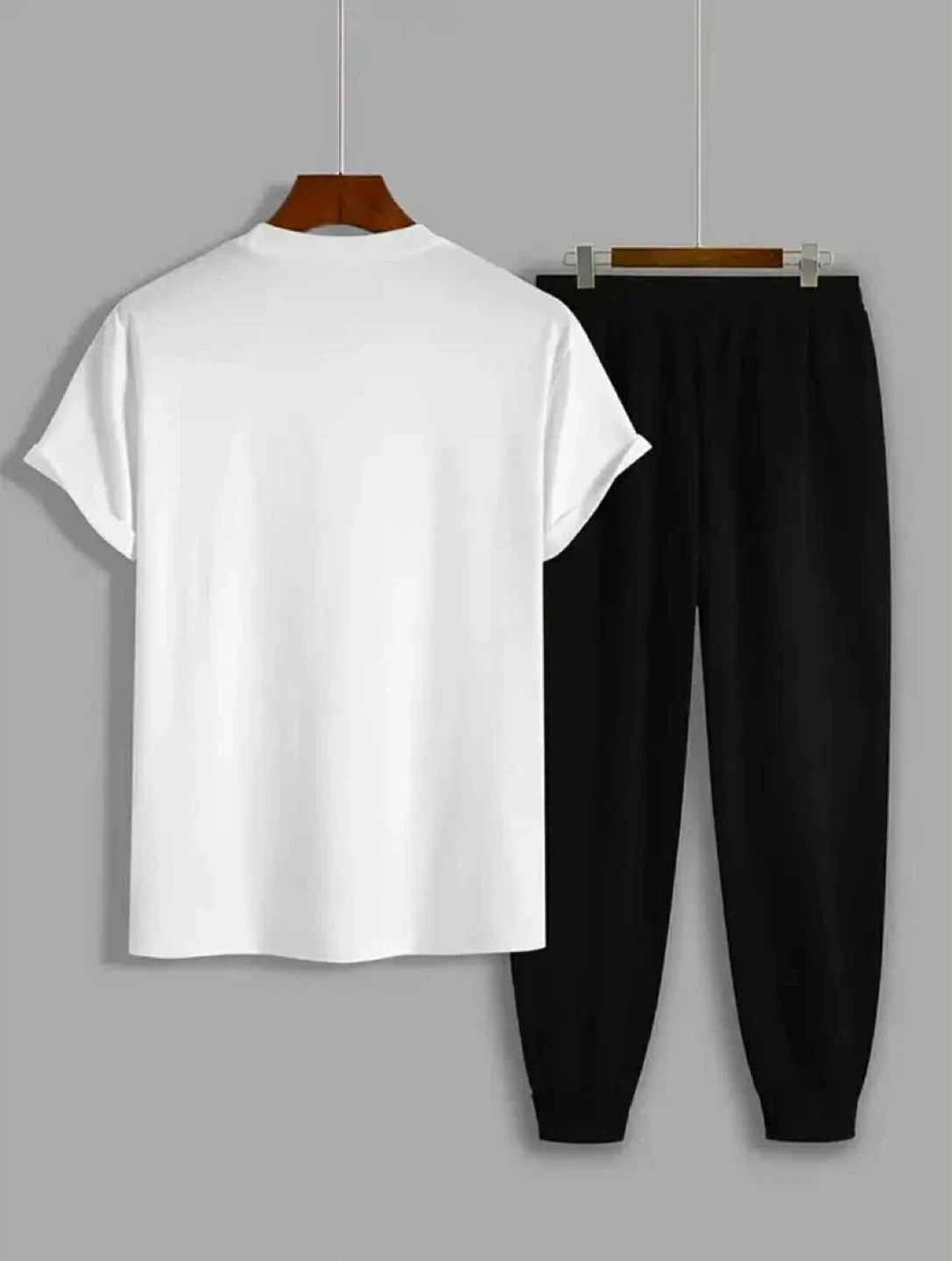Men's White T-Shirt and Black Jogger Set - photo 3