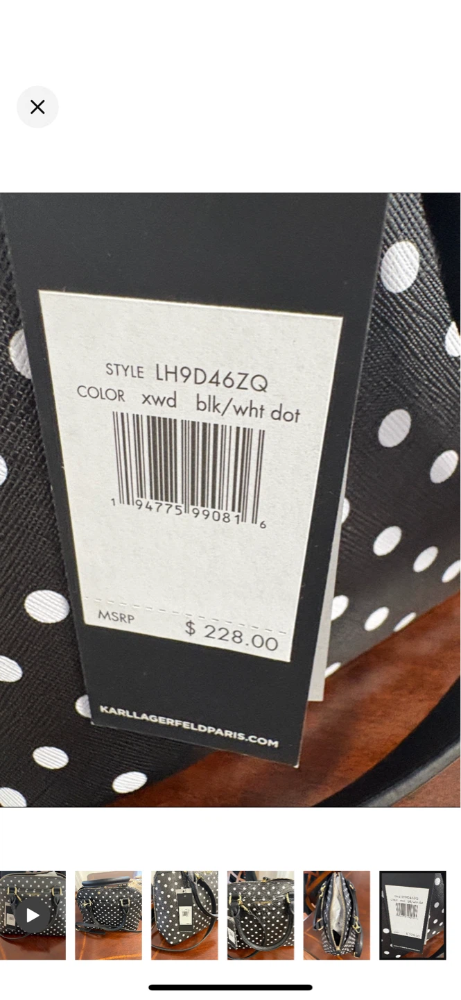 Karl Lagerfeld Black & White Polka Dot Satchel - photo 2