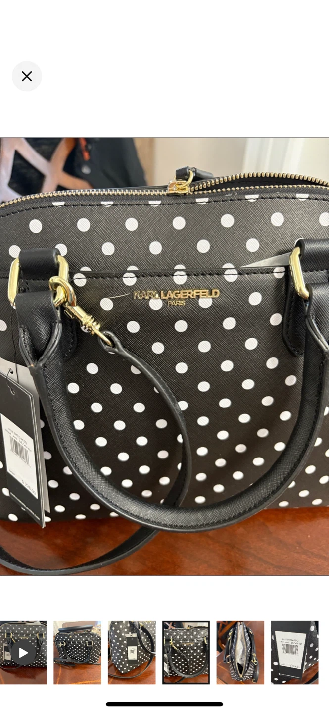 Karl Lagerfeld Black & White Polka Dot Satchel - photo 4