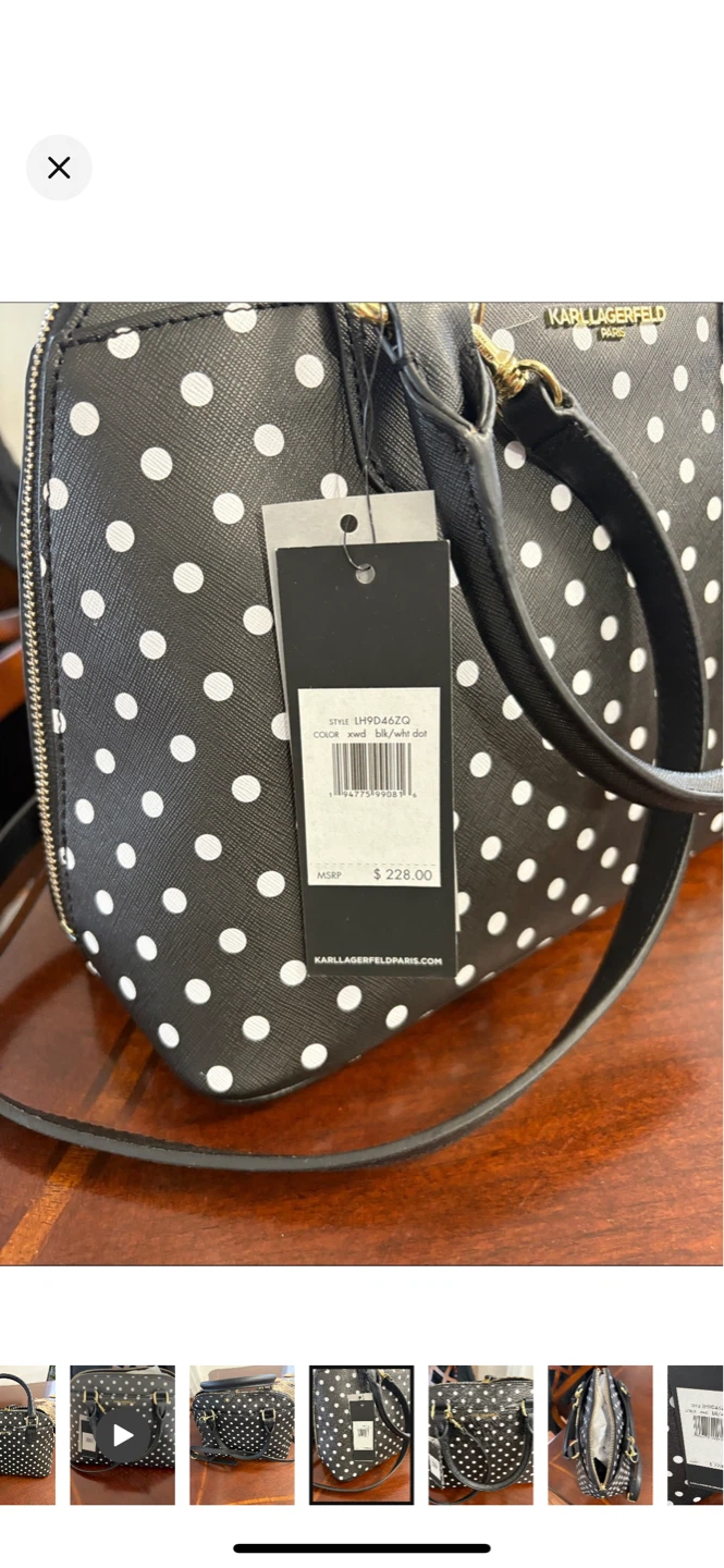 Karl Lagerfeld Black & White Polka Dot Satchel - photo 5