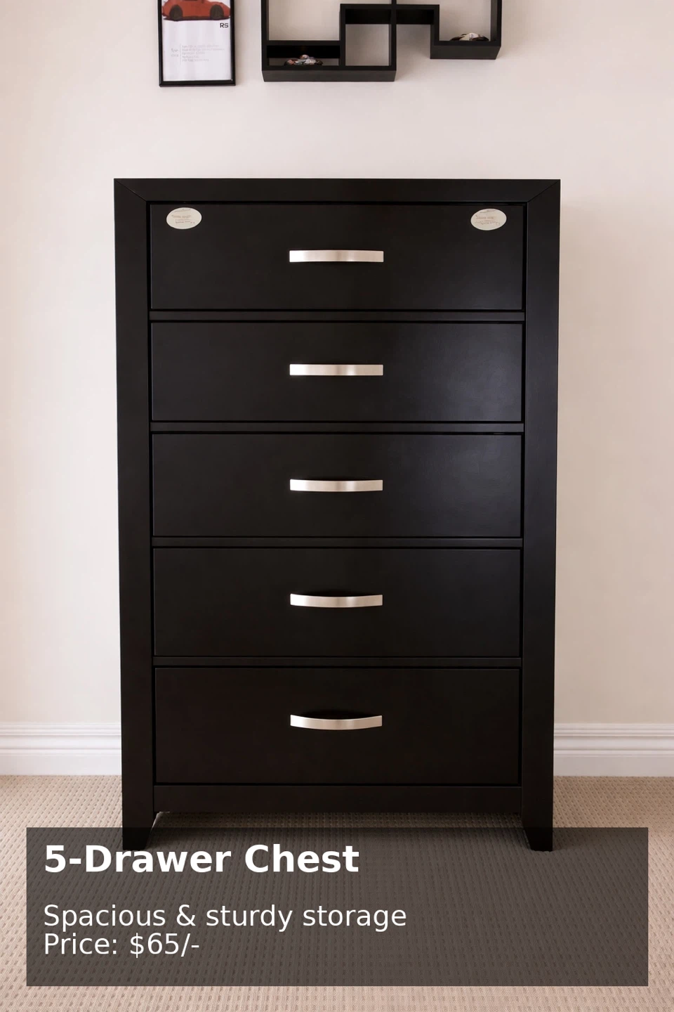 Black 5-Drawer Chest