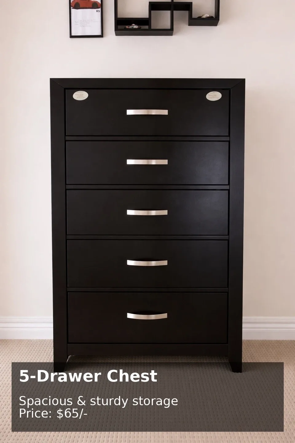 Black 5-Drawer Chest