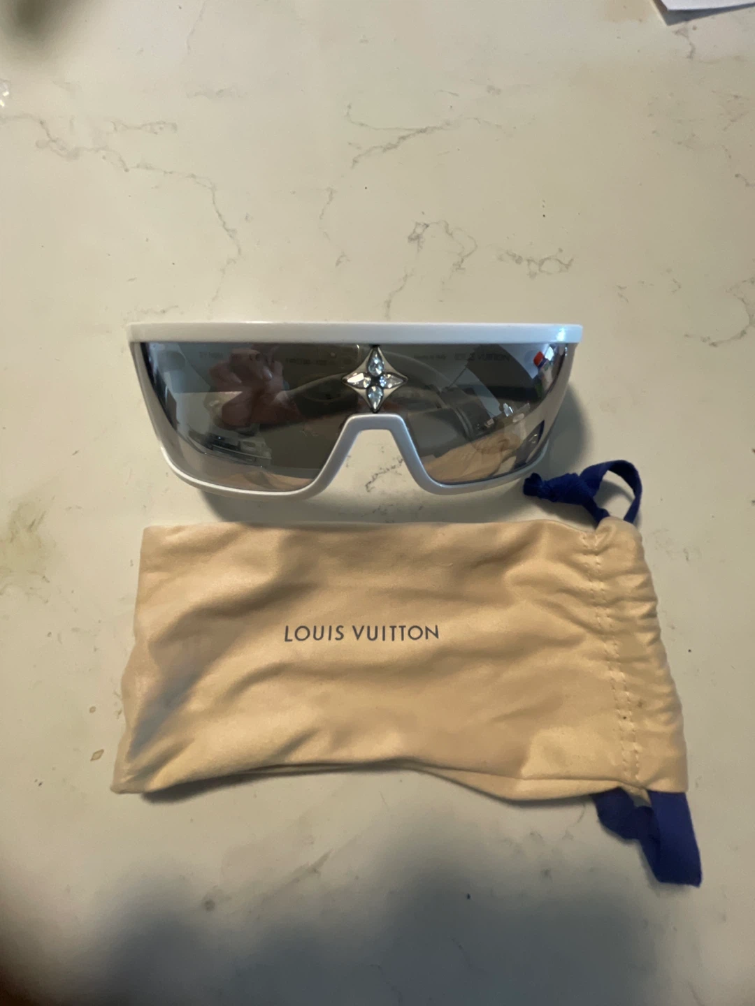 Louis Vuitton WHITE Cyclops Mask Sunglasses