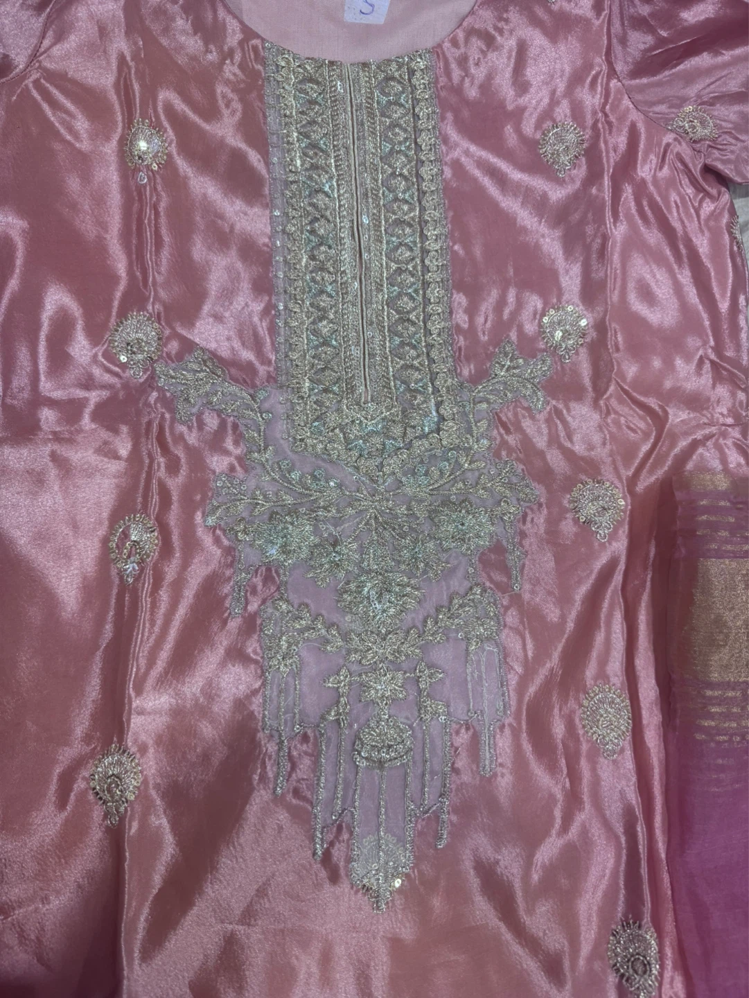 Pink Embroidered Kurti Shalwar Kameez Dupata Pakistani - photo 4
