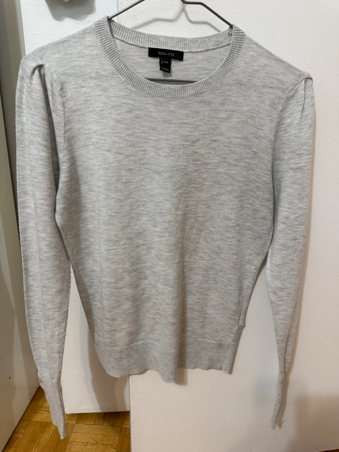 RW&CO. Grey Puff Sleeve Sweater - XS