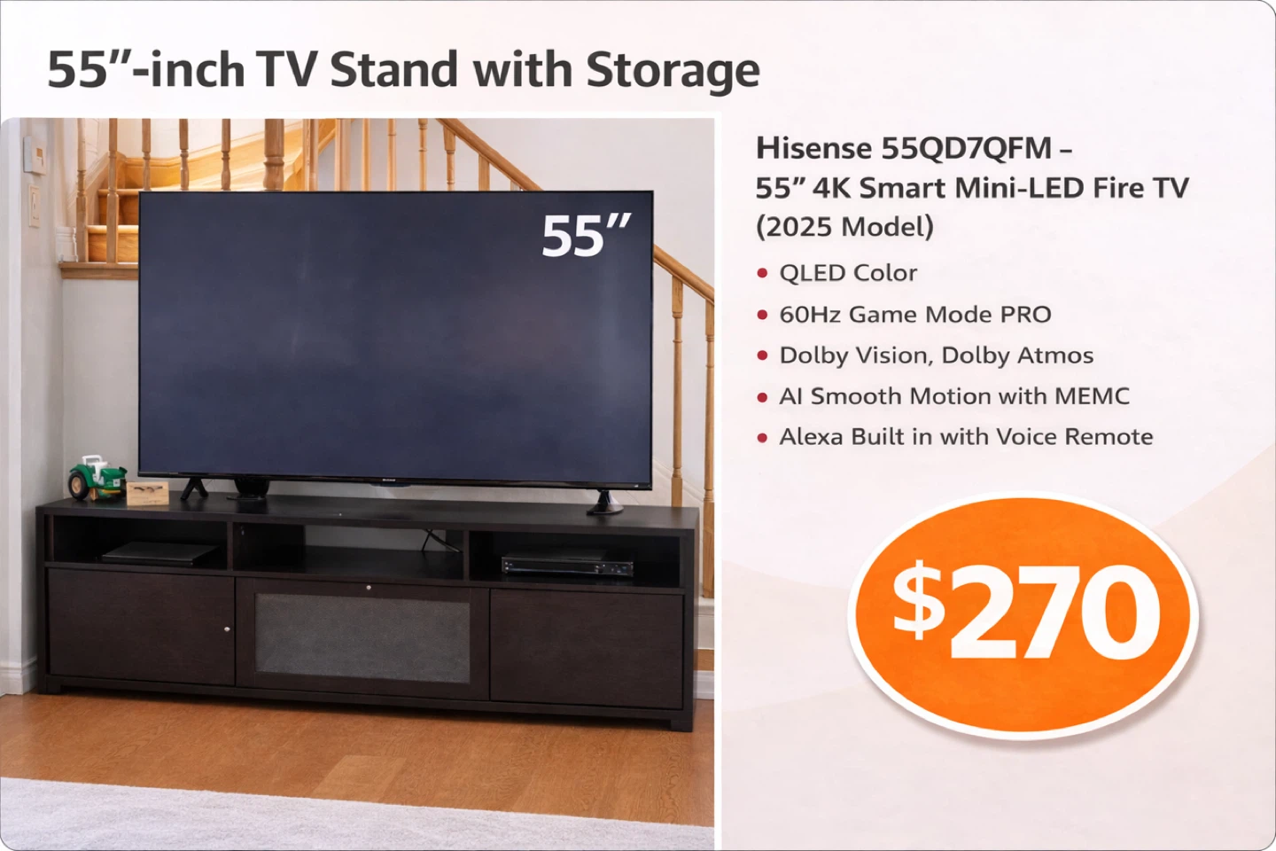 Hisense 55" 4K Smart Mini-LED Fire TV (2025 Model)