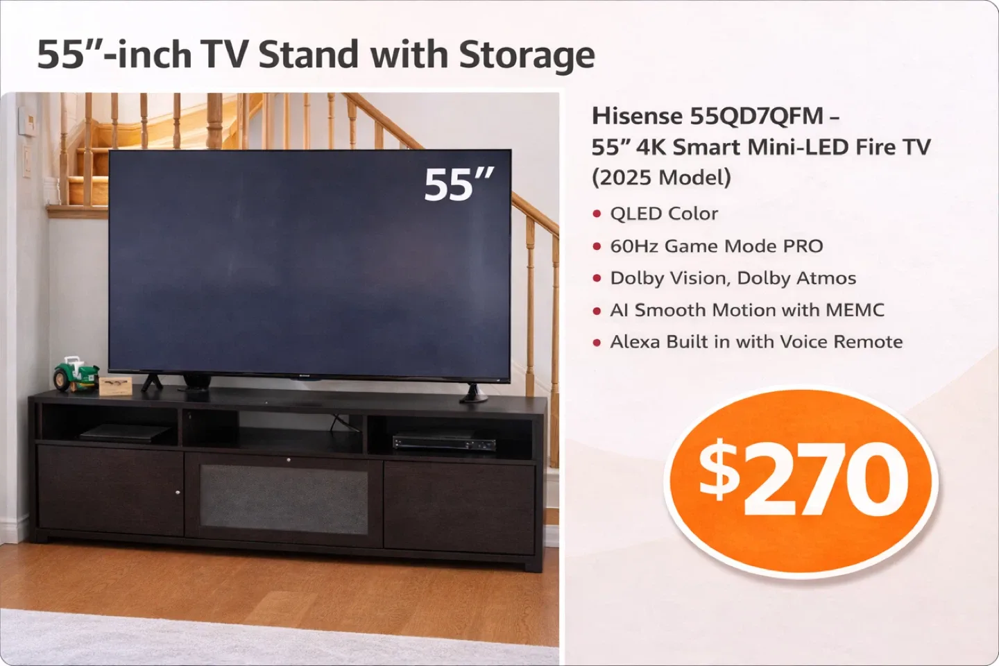 Hisense 55" 4K Smart Mini-LED Fire TV (2025 Model)