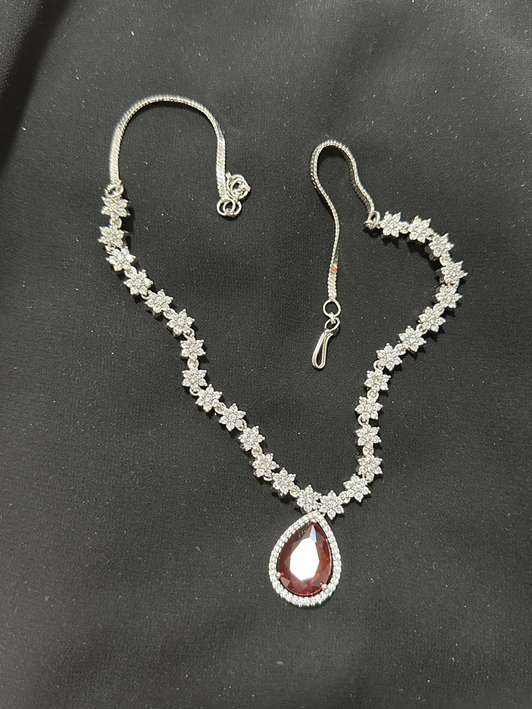 Diamond cut Necklace with Red Pear-Shaped - photo 3
